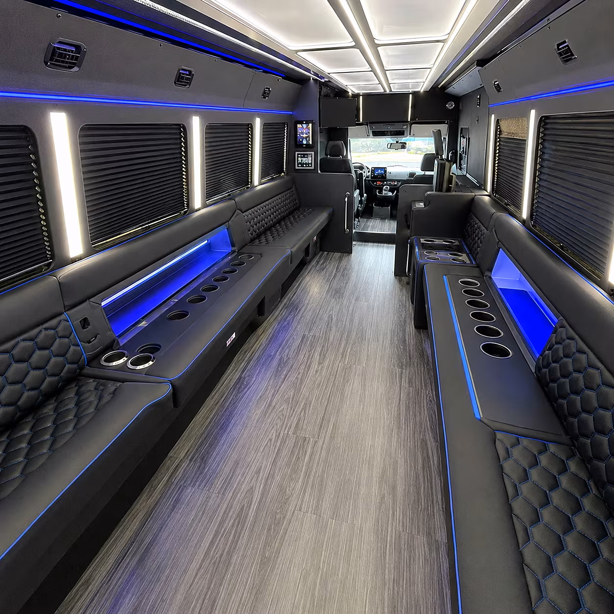 Woodbridge Birthday, Sweet 16, & Quinceañera Transportation party bus interior