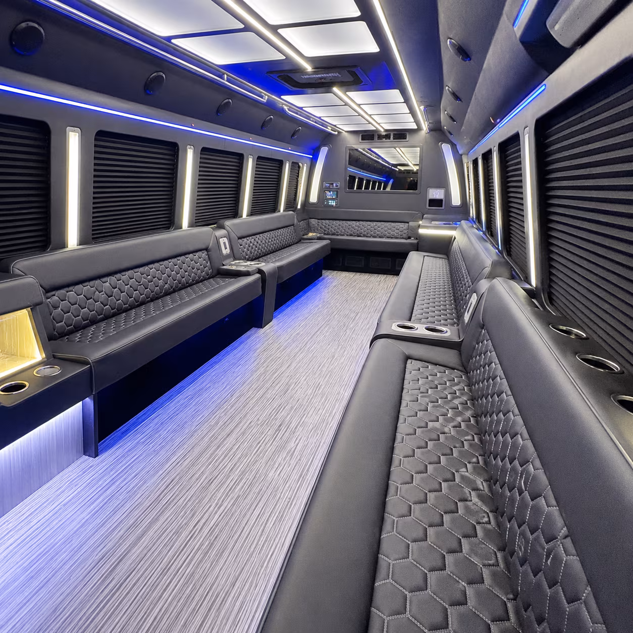 Woodbridge Birthday, Sweet 16, & Quinceañera Transportation party bus interior