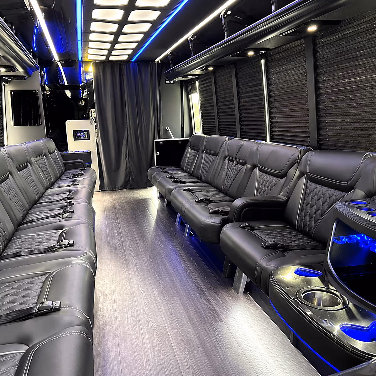 Woodbridge Birthday, Sweet 16, & Quinceañera Transportation party bus interior