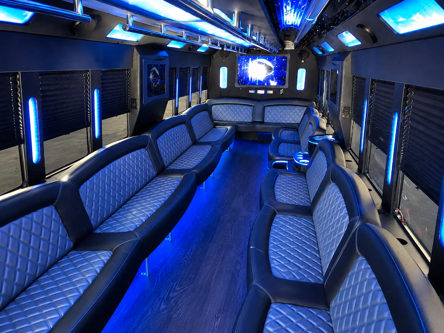 Woodbridge Private Event Transportation party bus exterior