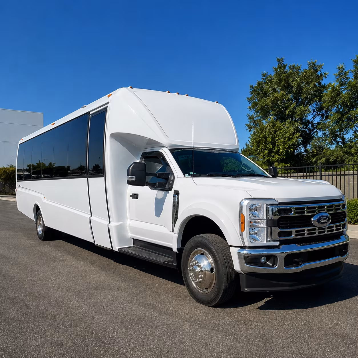 Woodbridge School Event Transportation party bus exterior