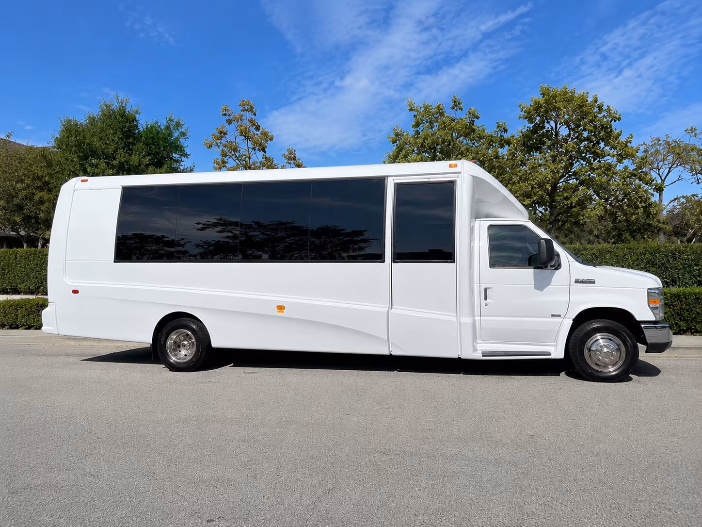 Woodbridge School Event Transportation party bus exterior