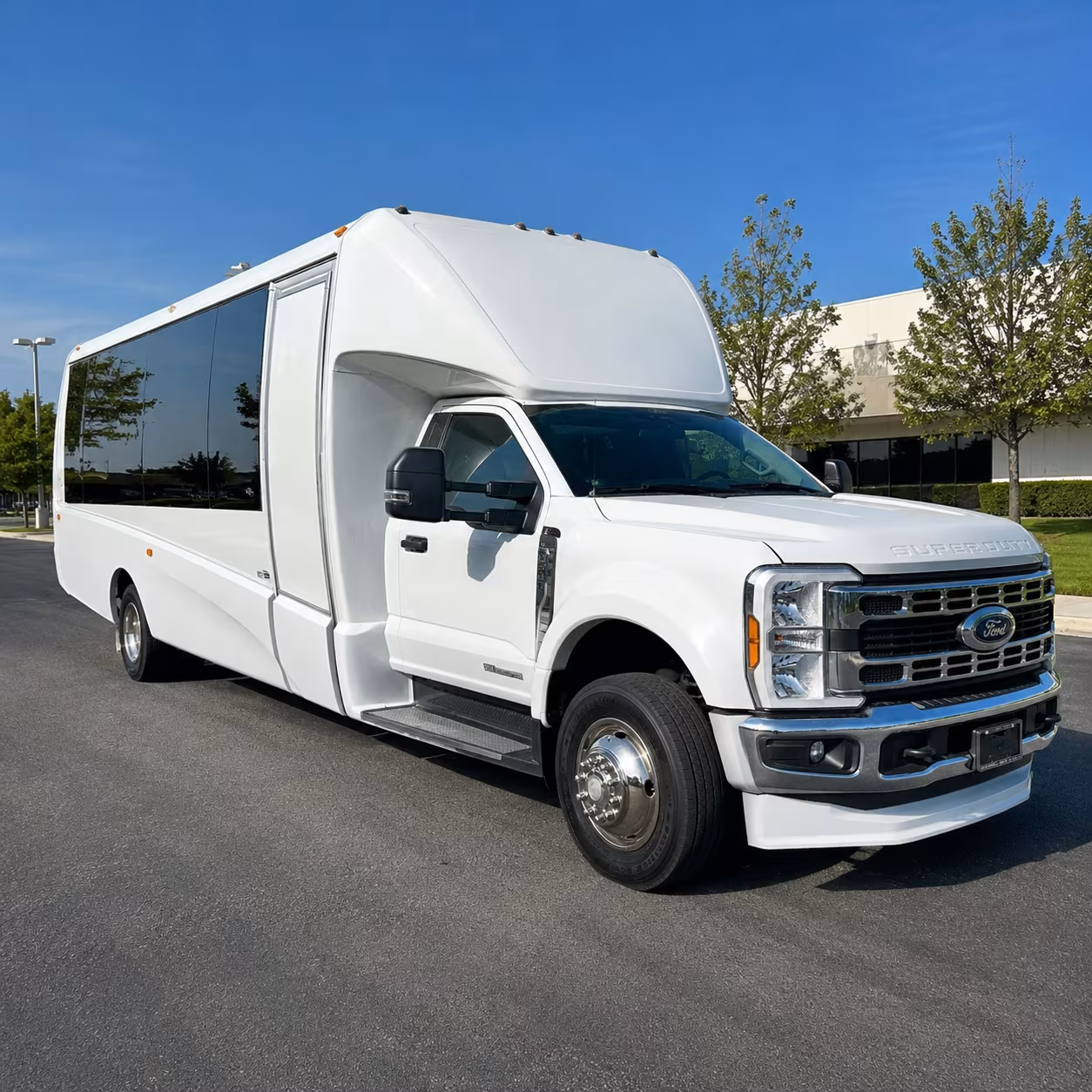 Woodbridge School Event Transportation party bus exterior