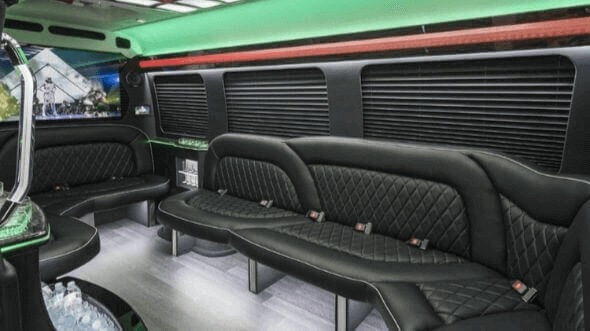 Interior of Woodbridge Party Bus Company's 14 Passenger Sprinter Limousine in Piscataway