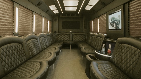 Interior of Woodbridge Party Bus Company's 20 Passenger Party Bus in New York