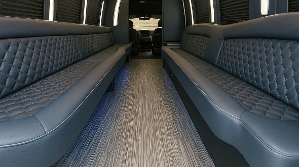 Interior of Woodbridge Party Bus Company's 28 Passenger Party Bus in Newark