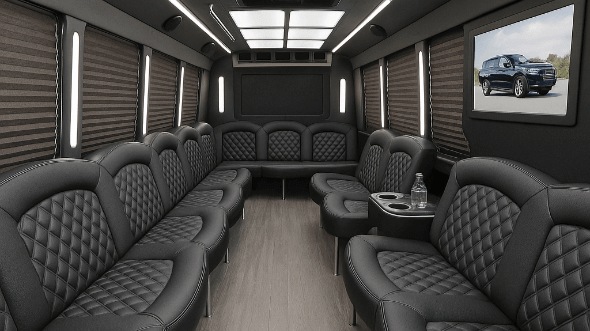 Interior of Woodbridge Party Bus Company's 28 Passenger Party Bus in Plainfield