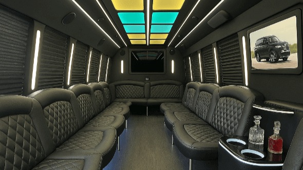 Interior of Woodbridge Party Bus Company's 28 Passenger Party Bus in Union
