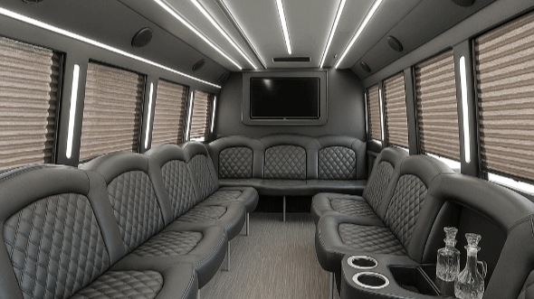 Interior of Woodbridge Party Bus Company's 30 Passenger Party Bus in Edison