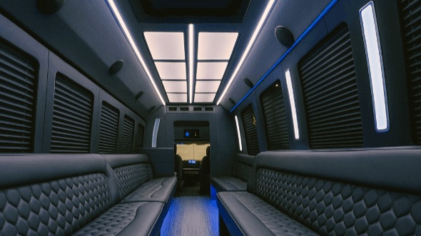 Interior of Woodbridge Party Bus Company's 30 Passenger Party Bus in Elizabeth
