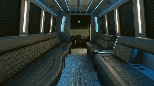 Interior of Woodbridge Party Bus Company's 40 Passenger Party Bus in Newark