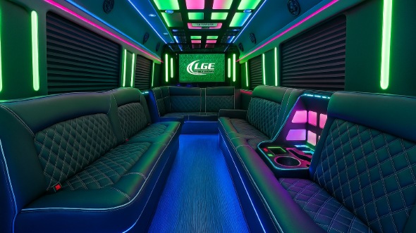Interior of Woodbridge Party Bus Company's 40 Passenger Party Bus in Piscataway