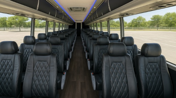 Interior of Woodbridge Party Bus Company's 46 Passenger Charter Bus in Woodbridge