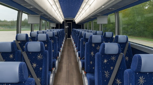Interior of Woodbridge Party Bus Company's 48 Passenger Charter Bus in Woodbridge