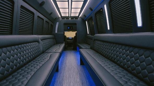 Interior of Woodbridge Party Bus Company's 50 Passenger Party Bus in Edison