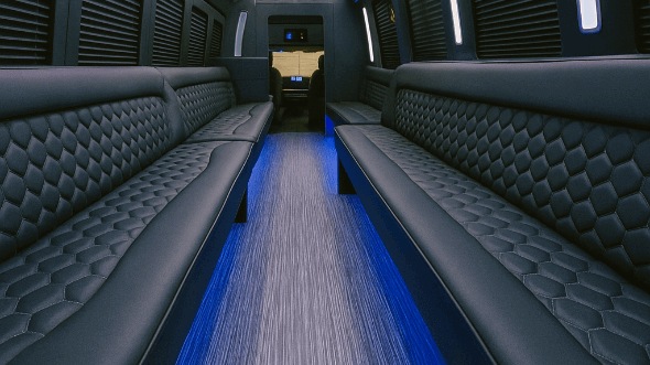 Interior of Woodbridge Party Bus Company's 50 Passenger Party Bus in New Brunswick