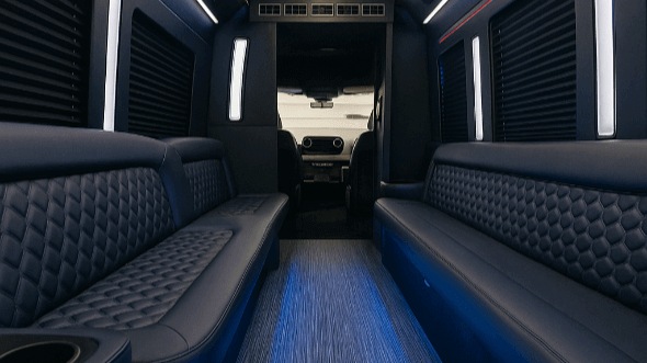 Interior of Woodbridge Party Bus Company's 50 Passenger Party Bus in Newark