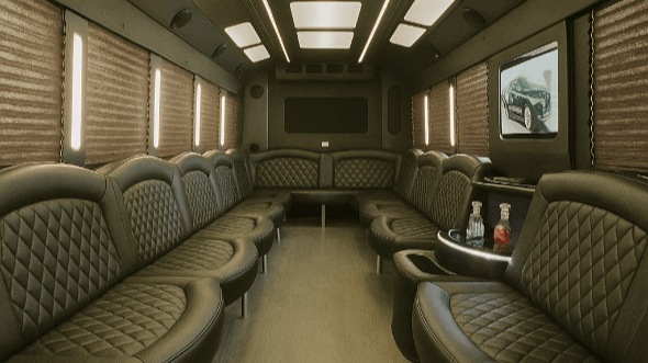 Interior of Woodbridge Party Bus Company's 50 Passenger Party Bus in Old Bridge