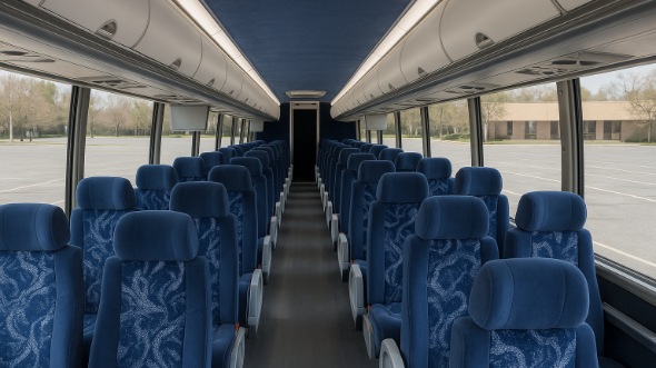 Interior of Woodbridge Party Bus Company's 51 Passenger Charter Bus in Woodbridge