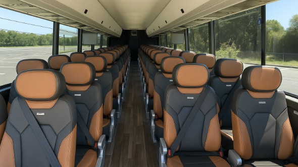 Interior of Woodbridge Party Bus Company's 56 Passenger Charter Bus in Woodbridge