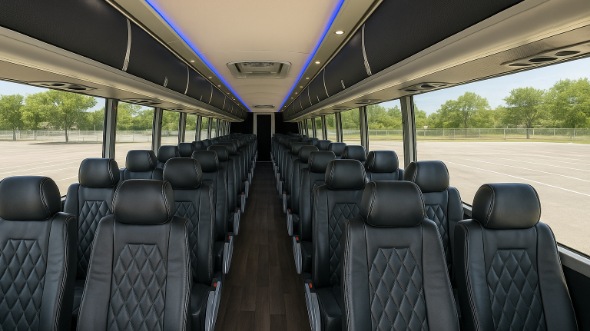 Interior of Woodbridge Party Bus Company's ADA Charter Bus in Woodbridge
