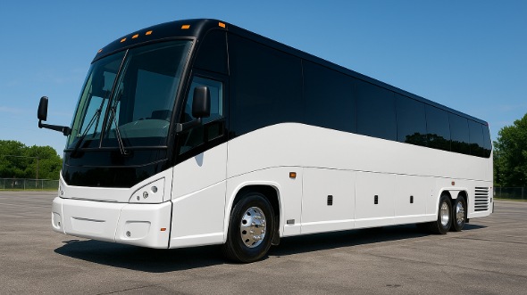 Exterior of Woodbridge Party Bus Company's ADA Charter Bus in Woodbridge