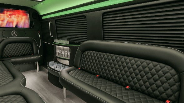 woodbridge 14 passenger sprinter limousine inside